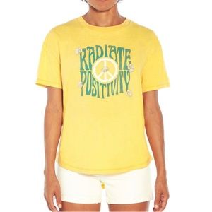 Wildfox brand, size small, yellow “radiate positivity” top, NWT